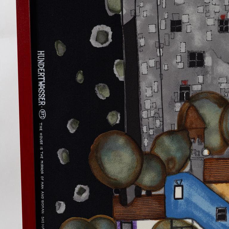 Friedensreich Hundertwasser, efter, textil, motiv 871, "Huset är människans reflektion".