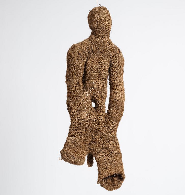 Ewa Pachucka, sculpture "The Open man", crocheted, ca 124 x 47 cm, signed Eva Jaroszyńska 1969.