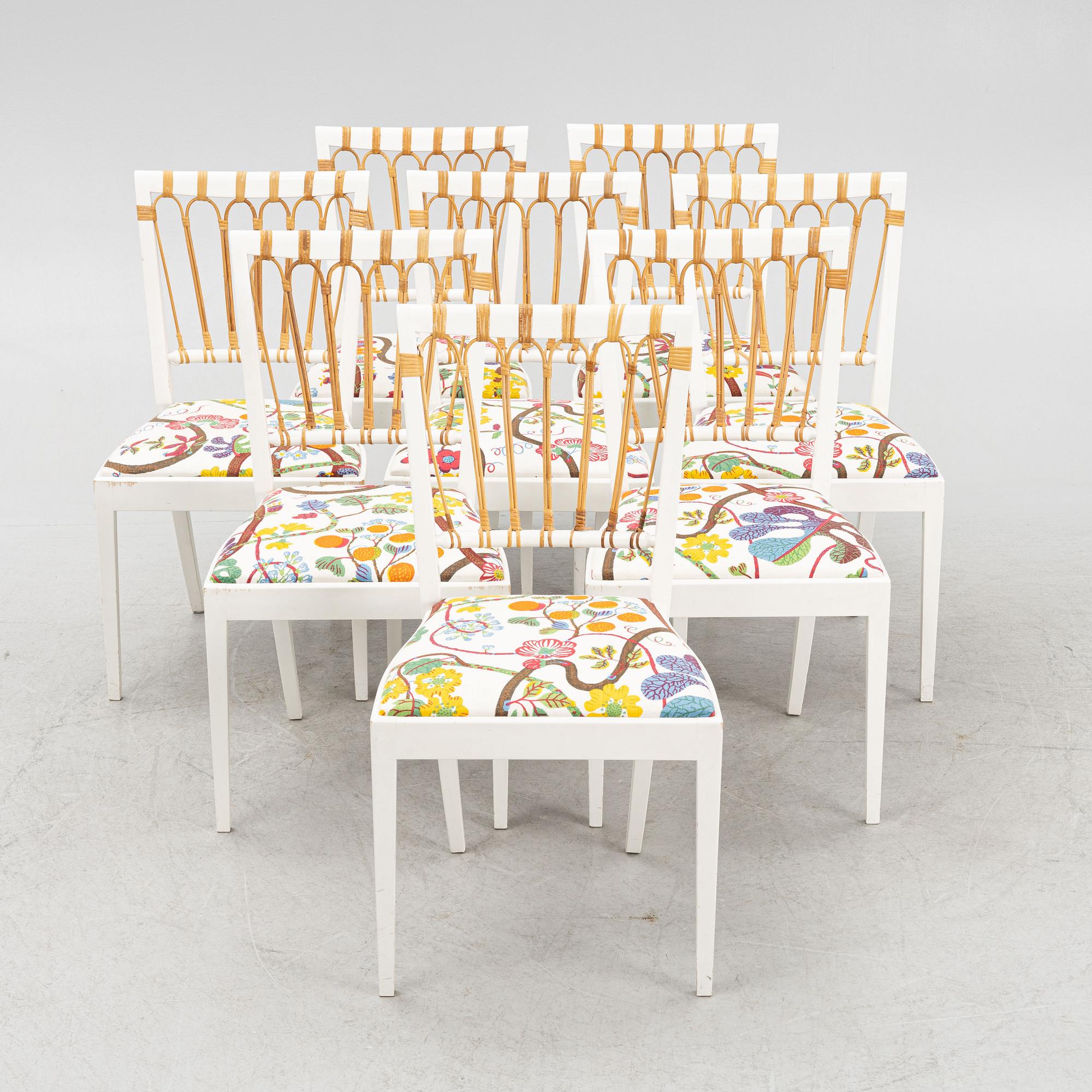 Josef Frank, eight model 1165 chairs, Firma Svenskt Tenn, Sweden.