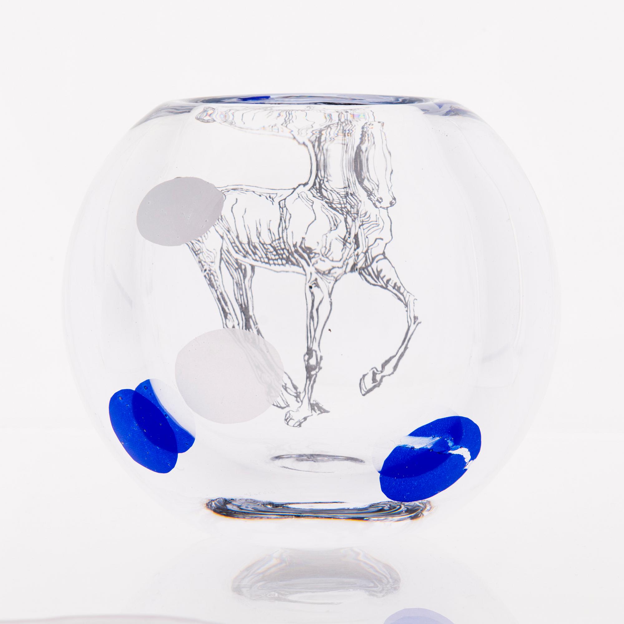 ELLA VARVIO, a glass vase/ sculpture, signed Ella Varvio 2017.