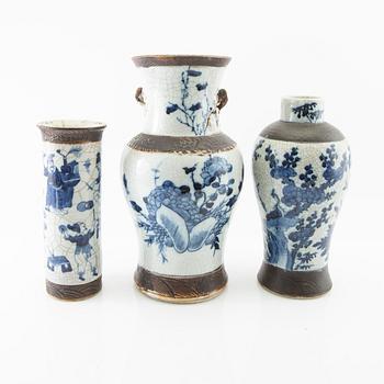 Vases 3 pcs China circa 1900 porcelain.