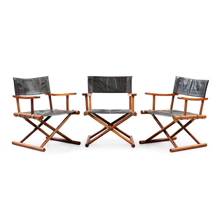 Sune Lindström, A set of three palisander folding chairs, Nordiska Kompaniet, Sweden 1960's.