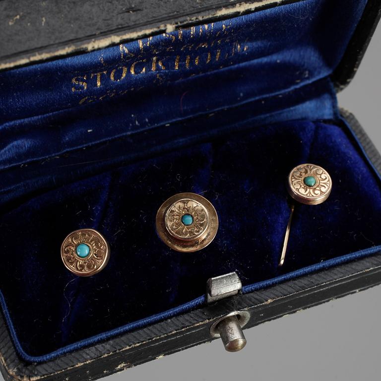 SKJORTKNAPPAR, 3 + 2 st, guld, 4,9 gram.