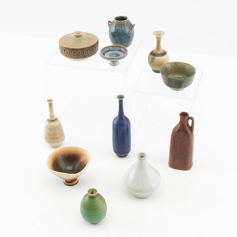 A collection of miniature vases and bowls, 10 pieces Rörstrand, second half of the 20th century.