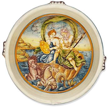 1403. A large Italian Istoriato basin, end of 19th Century.