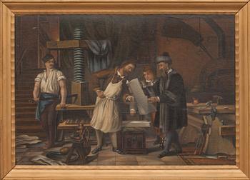 OKÄND KONSTNÄR, signerad Lundbohm daterad 1887, olja på papper på duk.