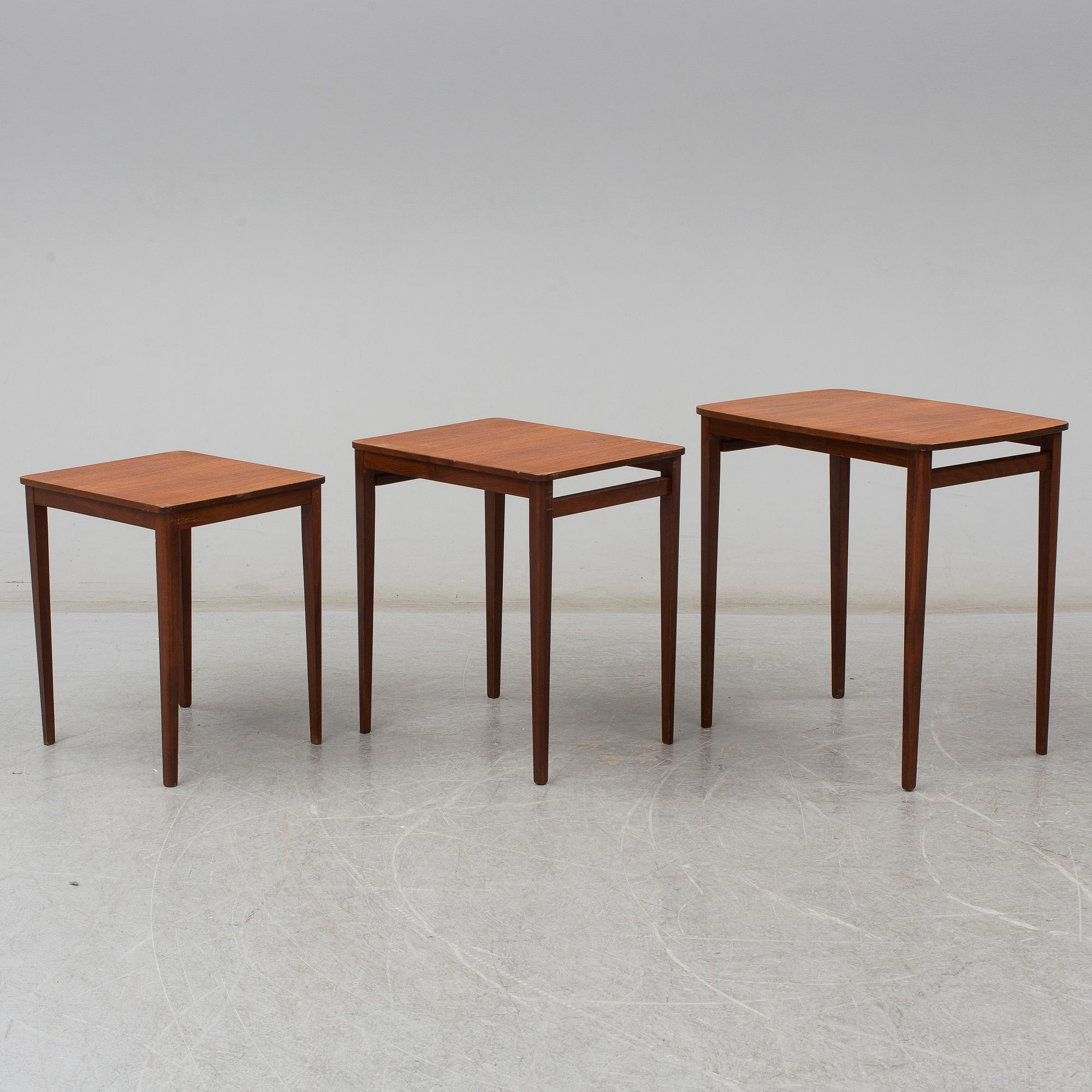 A Swedish three piece nesting table, Gärsnäs, 1960s.