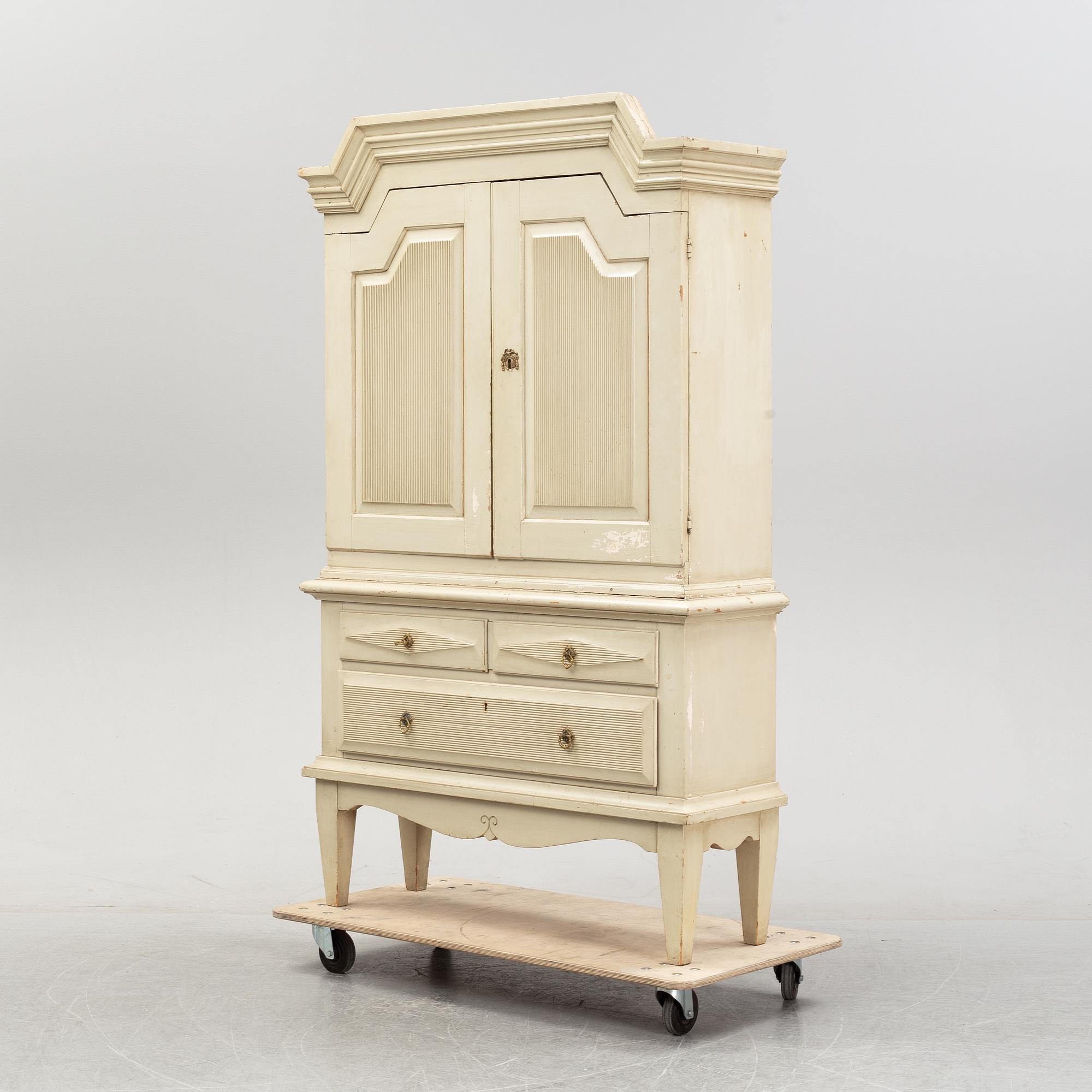 A painted Swedish cabinet, second half of the 18th century and mid 20th century.