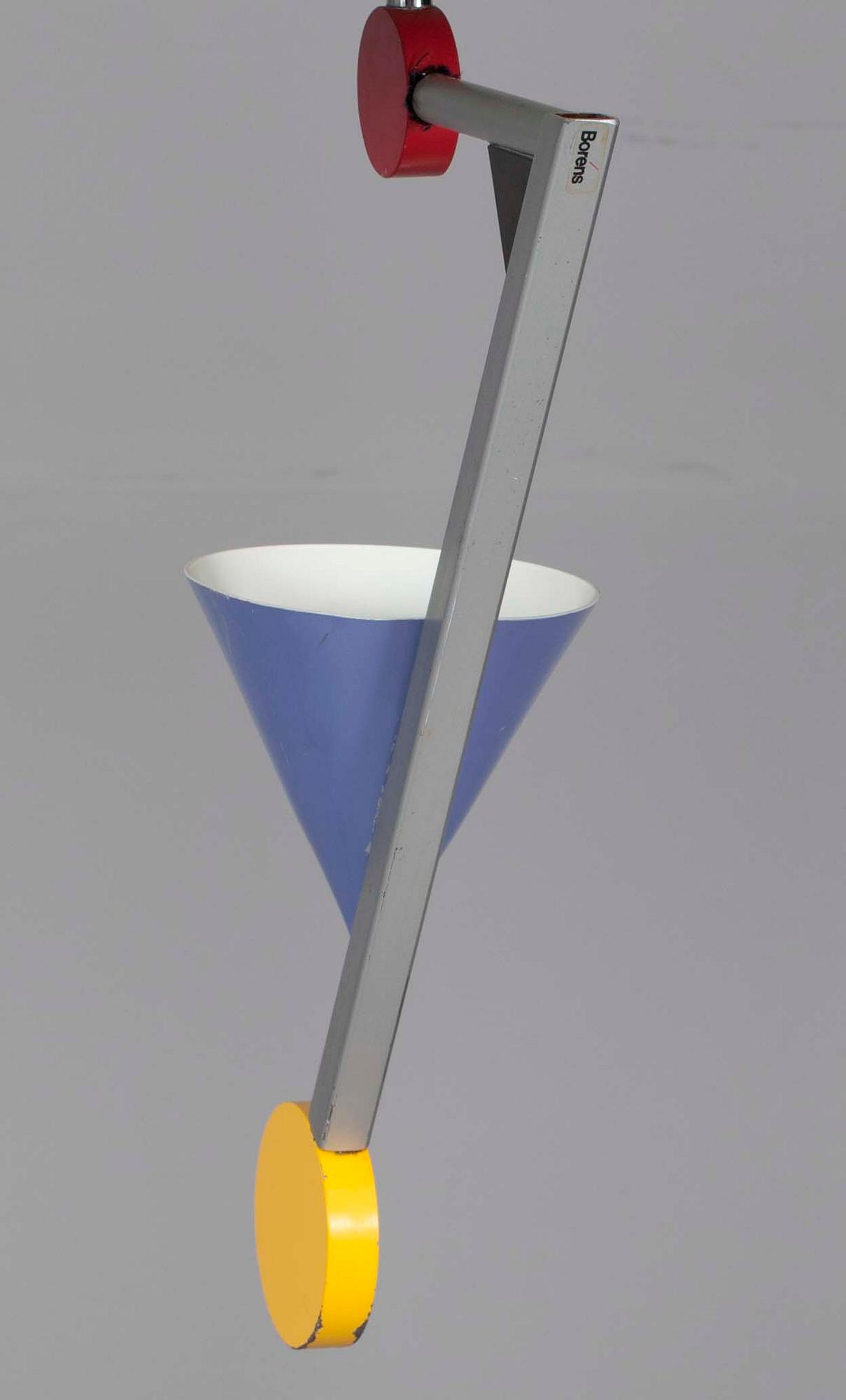 TAKLAMPA, målad plåt, "Halo There", Olle Andersson, 1980-tal. H 60.