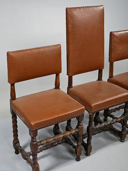 STOLAR 3 st, samt KARMSTOL, barock/barockstil, 1700-tal respektive 1800-tal.