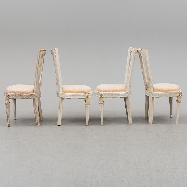A set of four late Gustavian Lindome chairs from around year 1800.