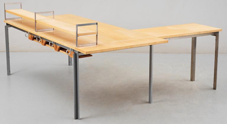 A Poul Kjaerholm ash and steel 'PK-51' desk, E Kold Christensen, Denmark, maker's mark in the steel.