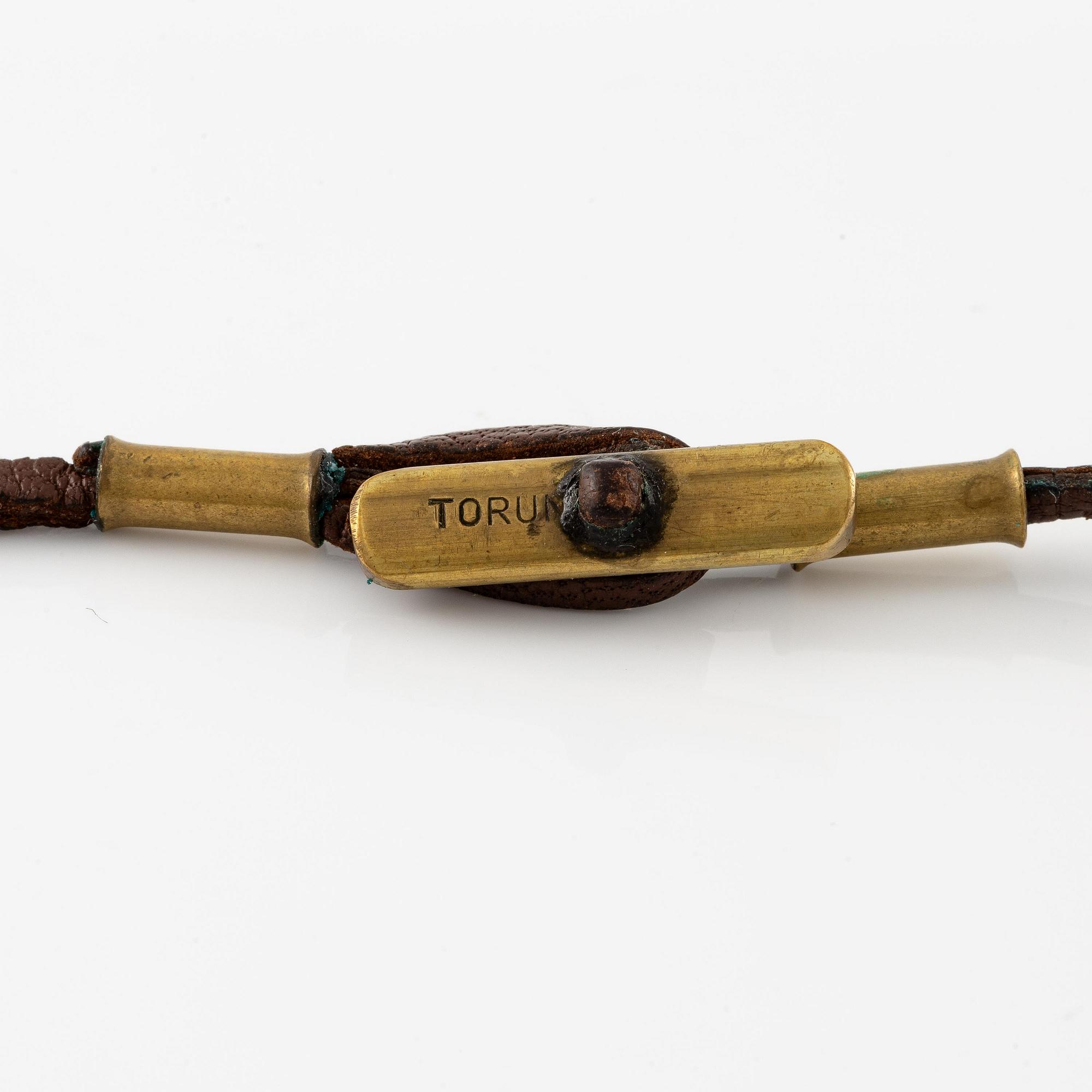 Vivianna Torun Bülow-Hübe, a leather, wood and copper necklace, executed in her workshop ca 1948.