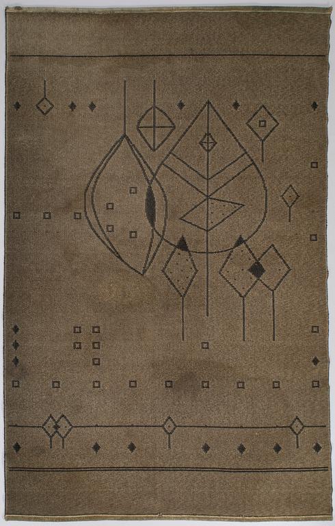 Aappo Härkönen (Kaino Lemmikki Härkönen), Aappo Härkönen, 1950/1960s Finnish flat weave carpet for Mattokutomo. Circa 240 x 155 cm.