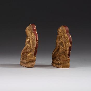 Two gilded clay Tsa-Tsa, Qing dynasty, Qianlong (1736-95).