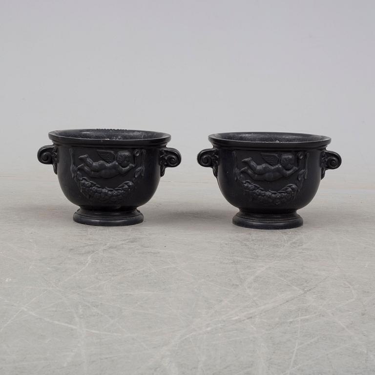 A pair of aluminium plant pots from Byarums Bruk, circa 2000.