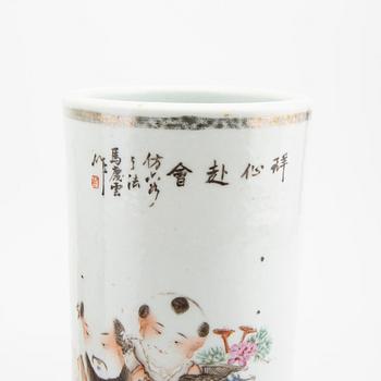 A pair of Chinese porcelain brush stands 20th century.