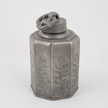 A pewter wine flask, dated 1798.