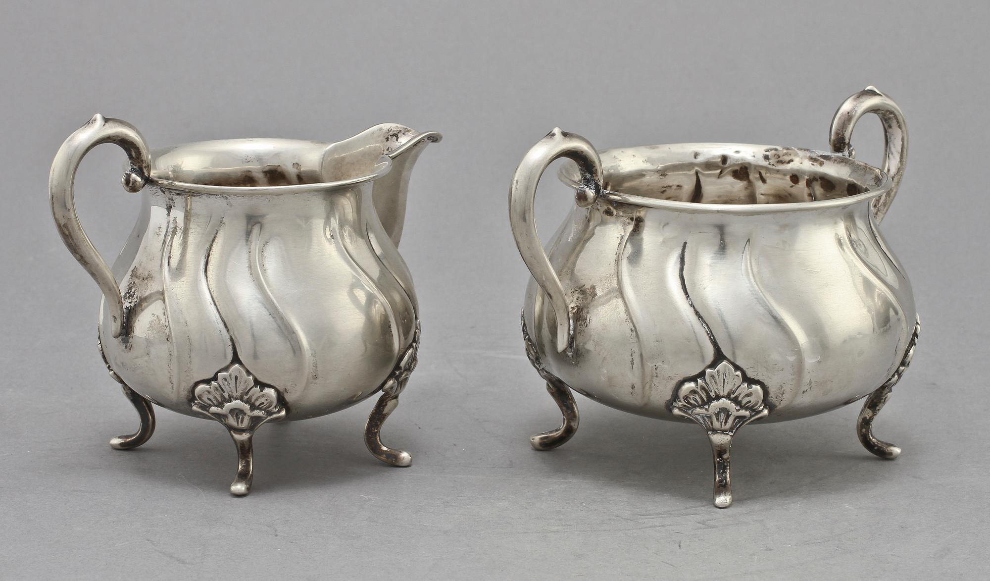 KAFFESERVIS, 3 delar, silver, Jens Sigsgaard, Danmark, 1935 och 1936. Vikt 1 150 g.