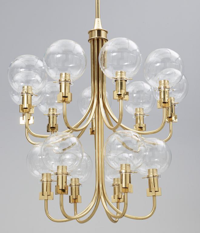 A Hans-Agne Jacobsson brass ceiling lamp, Markaryd, Sweden 1960-70's.