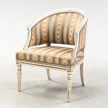 A late Gustavian style armchair, 19th Century.