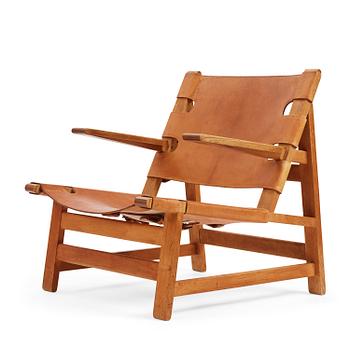 425. Børge Mogensen, an oak and natural brown leather easy chair model "2225", Fredericia Stolefabrik, Denmark, 1960s.