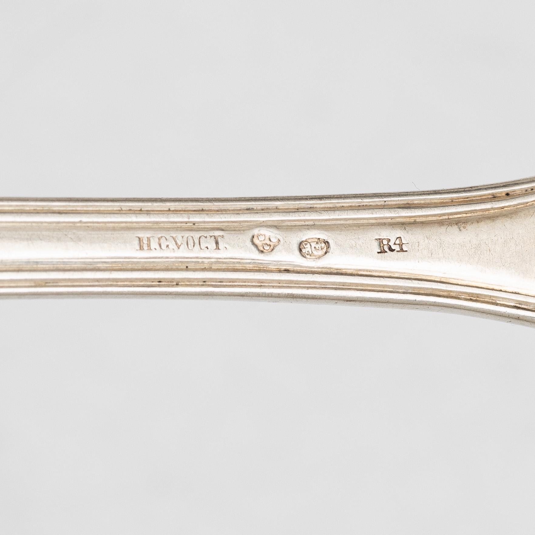 Six Swedish silver spoons, mark of HG Vogt, Kristianstad, 1847.