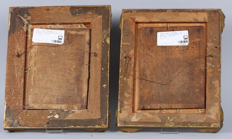 OKÄND KONSTNÄR, 2 st, kopior i A. van Ostades art, olja på pannå, 1800-tal.