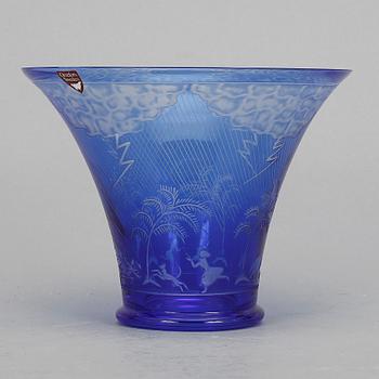 EDWARD HALD, skål, glas, "Åskväder", Orrefors, 1900-talets andra hälft.