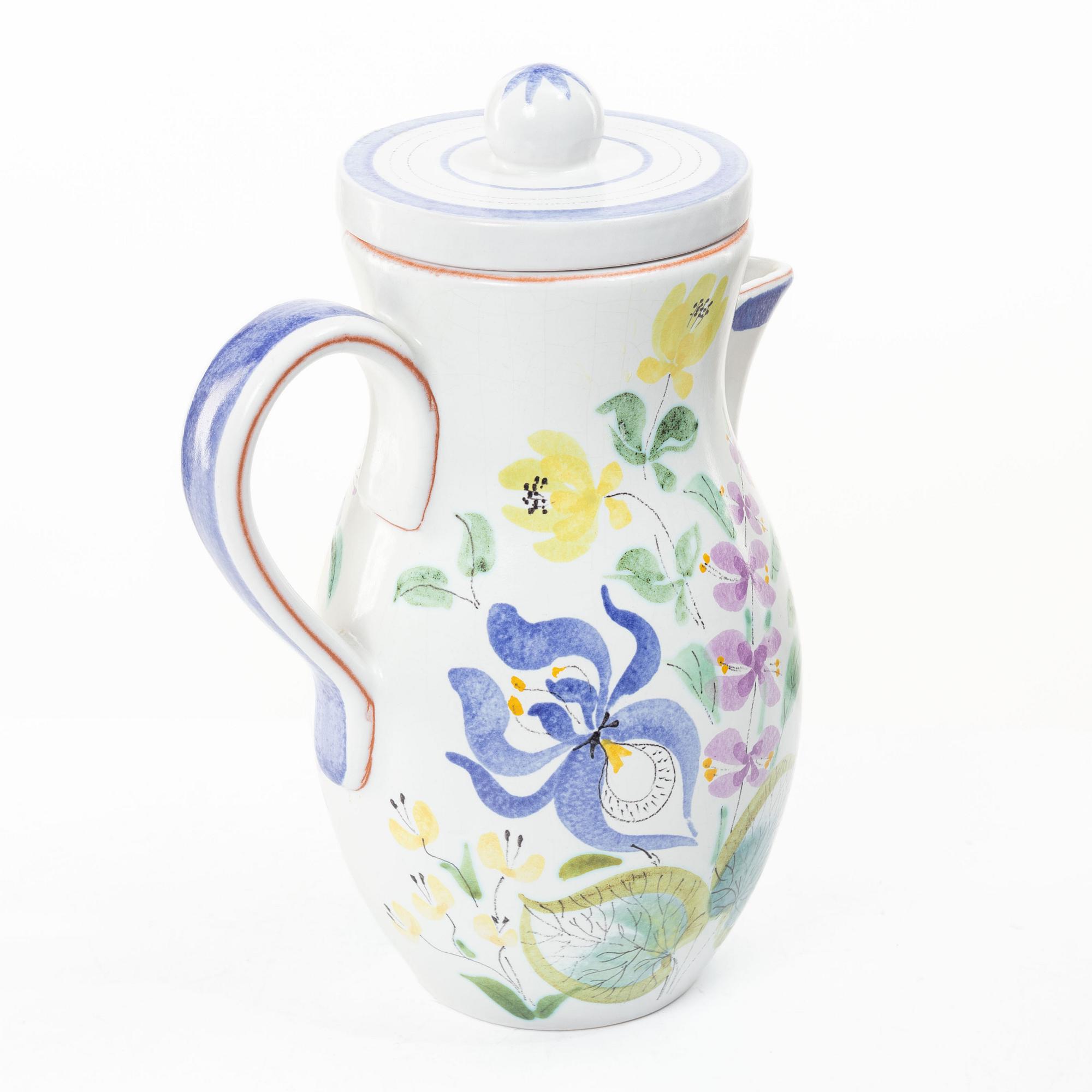 Stig Lindberg, a lidded jug, faience, Gustavsberg Studio.