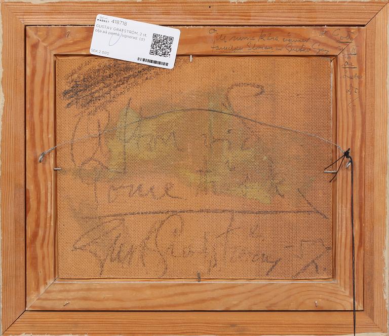 GUSTAV GRAFSTRÖM, 2 st, olja på pannå, signerad.