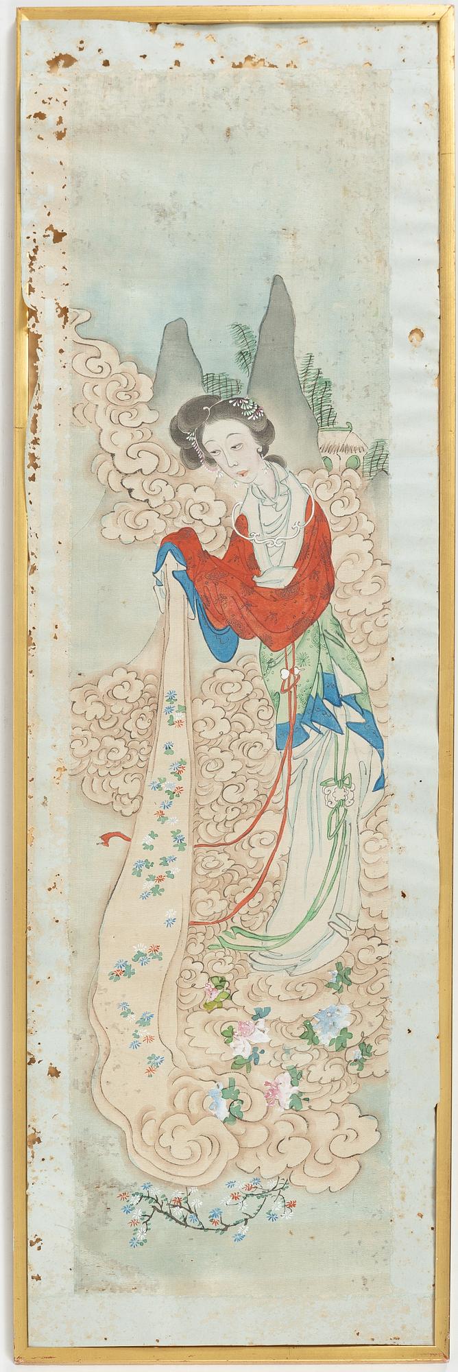 Two Chinese paintings by anonymous artist, late Qing dynasty.