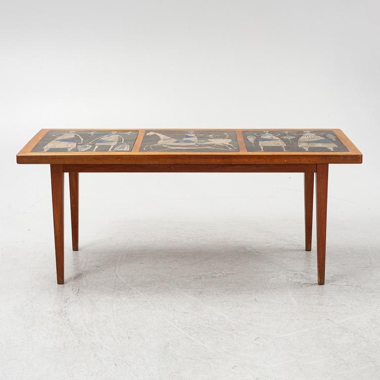 Åke Holm, a stoneware and teak coffee table, Höganäs, 1950's/60's.