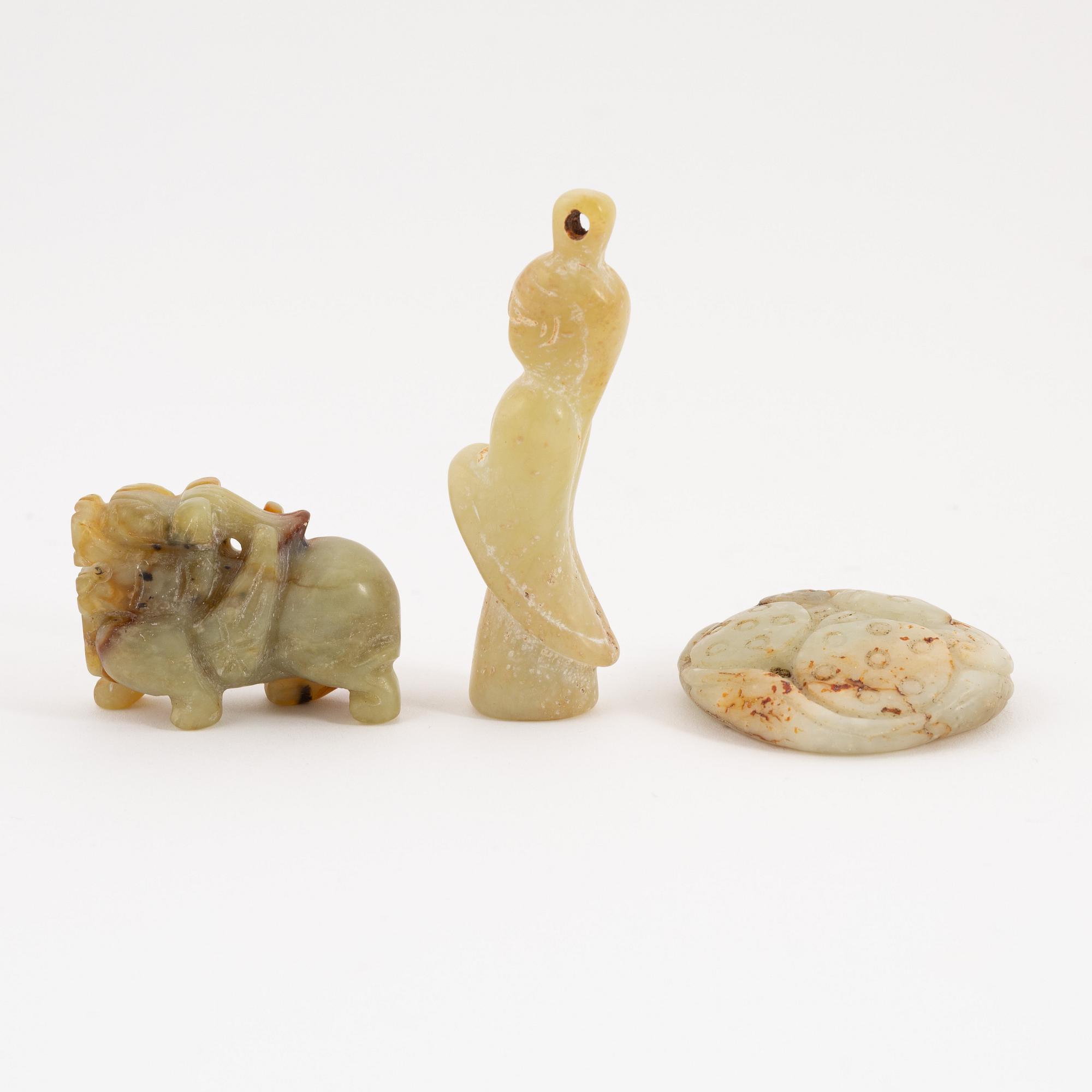 A set of five Chinese stone objects, 20th century.