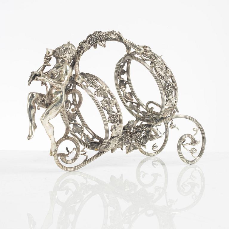 Flaskhållare, nysilver, saknar stämplar, 1900-tal.