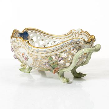 A pierced rococo-style porcelain bowl, KPM, Germany, early 20th century.