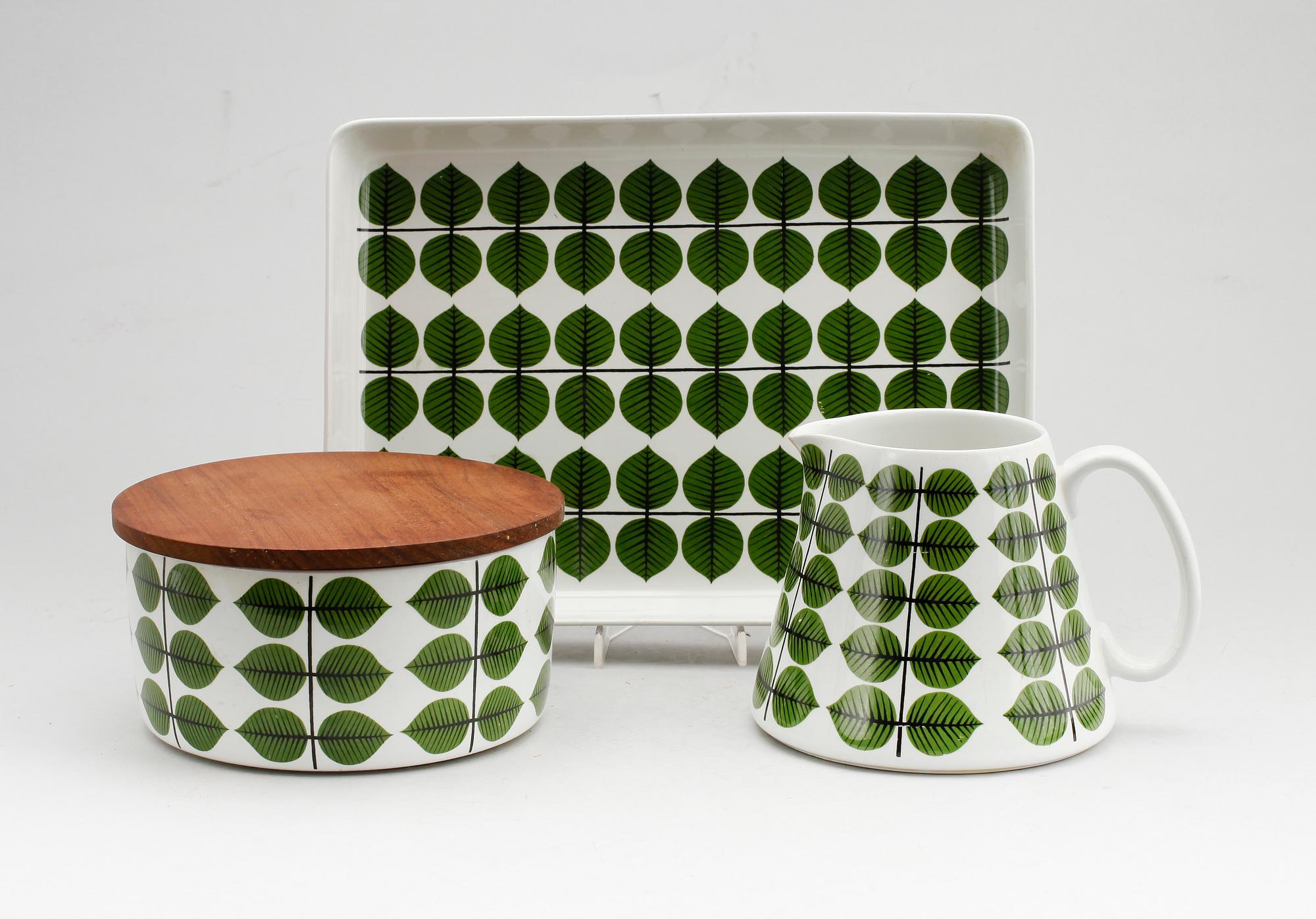 FAT, TILLBRINGARE SAMT SKÅL, porslin, "Berså", Stig Lindberg, Rörstrand.