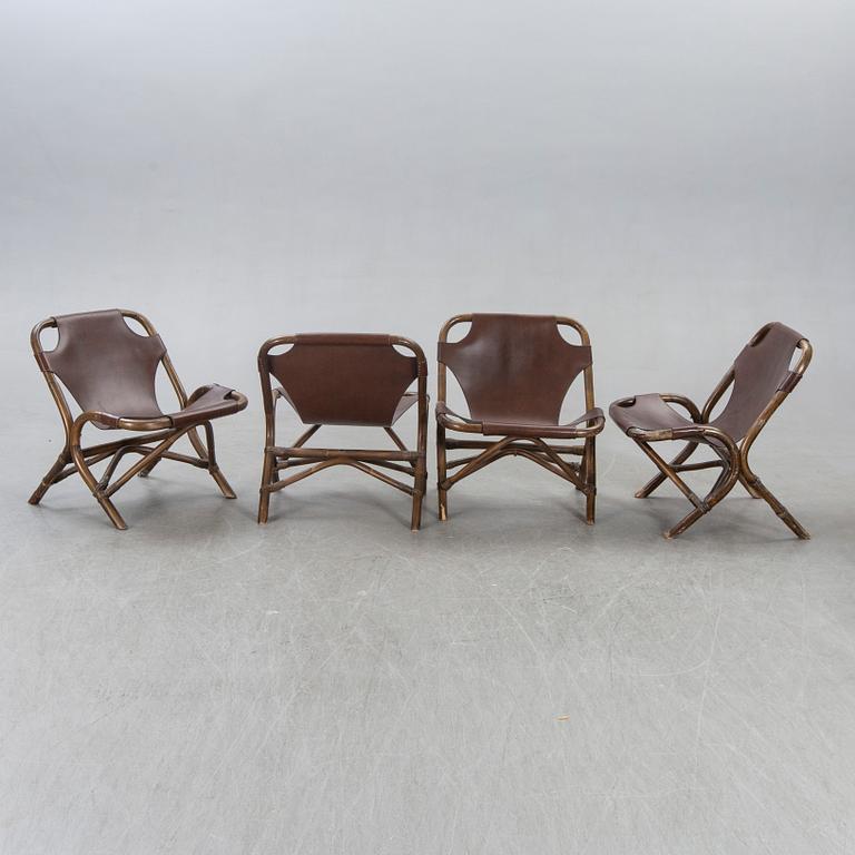 Chairs, Bamboo, 4 pcs,  Spain 1970s.