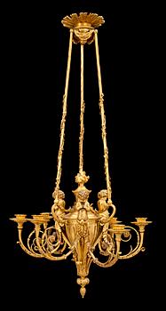 597. A Louis XVI-style 19th century gilt bronze hanging lamp.