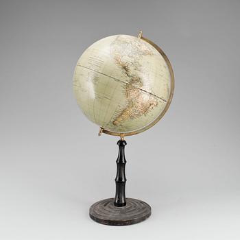 JORDGLOB, Dr. Krauses Handels- och Samfärdsglob, Leipzig, 1900-talets första hälft.