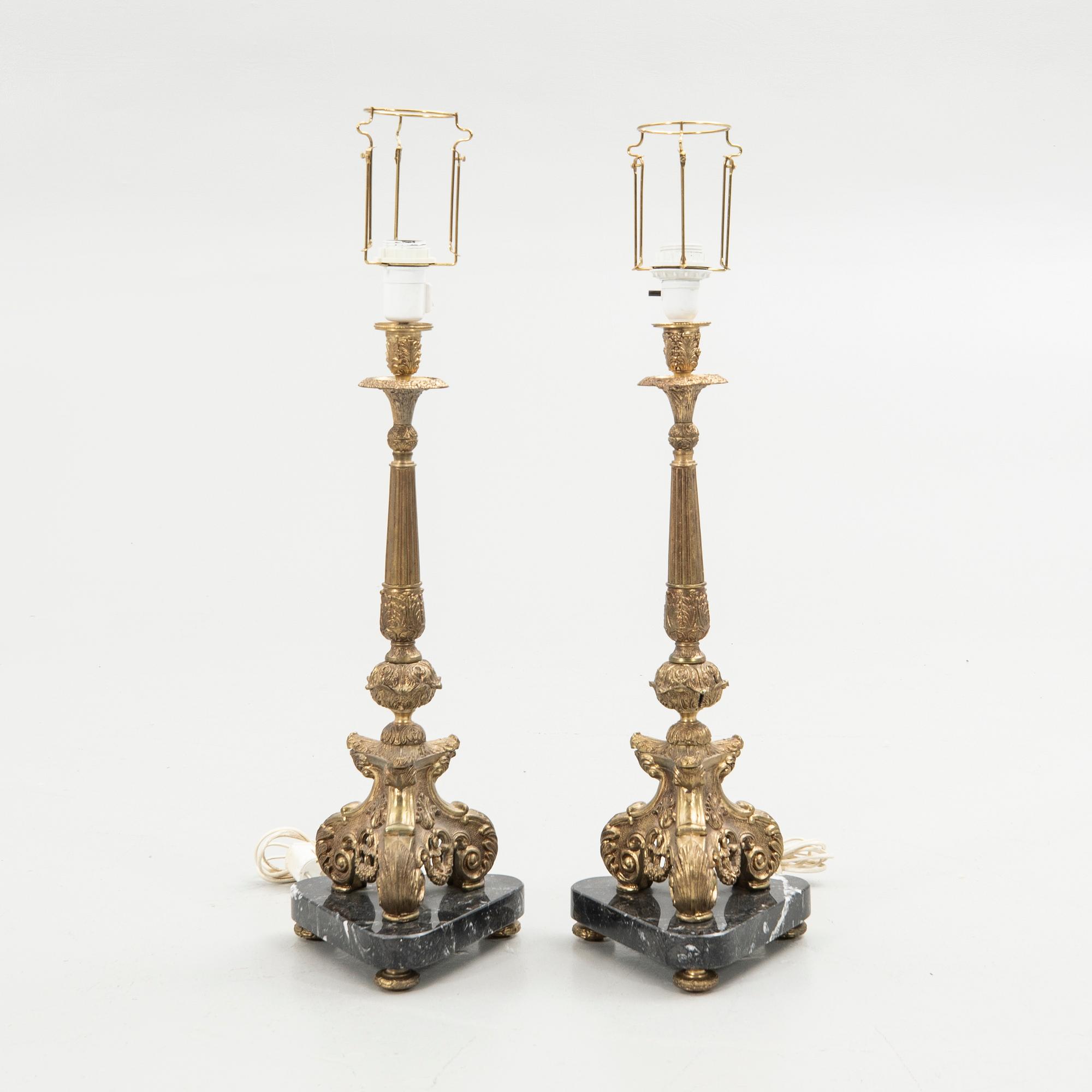 Bordslampor, ett par, Louis XV-stil, Frankrike, 1900-tal.