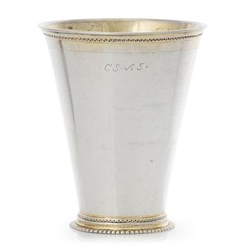 155. A Swedish early 18th century parcel-gilt silver beaker, mark of Petter Ersson Lund, Stockholm 1713.