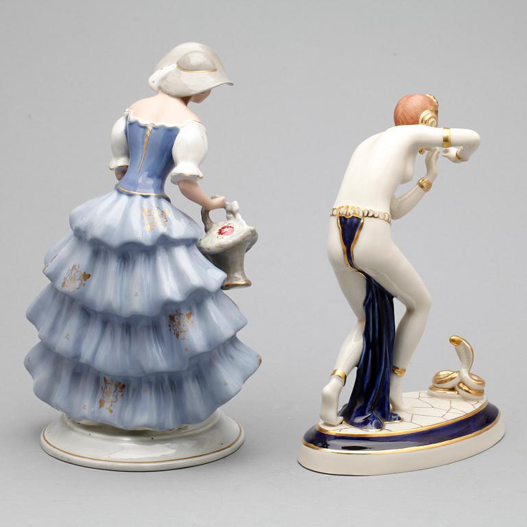 FIGURINER, 2 st, porslin, Royal Dux, 1900-talets första hälft.
