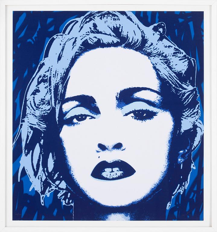TOM MOORE, silkscreentryck, signerad och numrerad 269/500, 1900-talets andra hälft. 
Madonna. 66x73 cm.