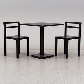 BORIS BERLIN/POUL CHRISTIANSEN, a 'Non' table with two chairs by Komplot design for Källmo.