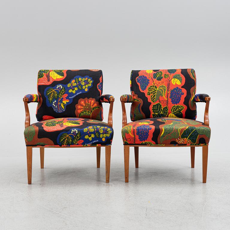 Josef Frank, a pair of model B 969 armchairs, Firma Svenskt Tenn, Sweden.