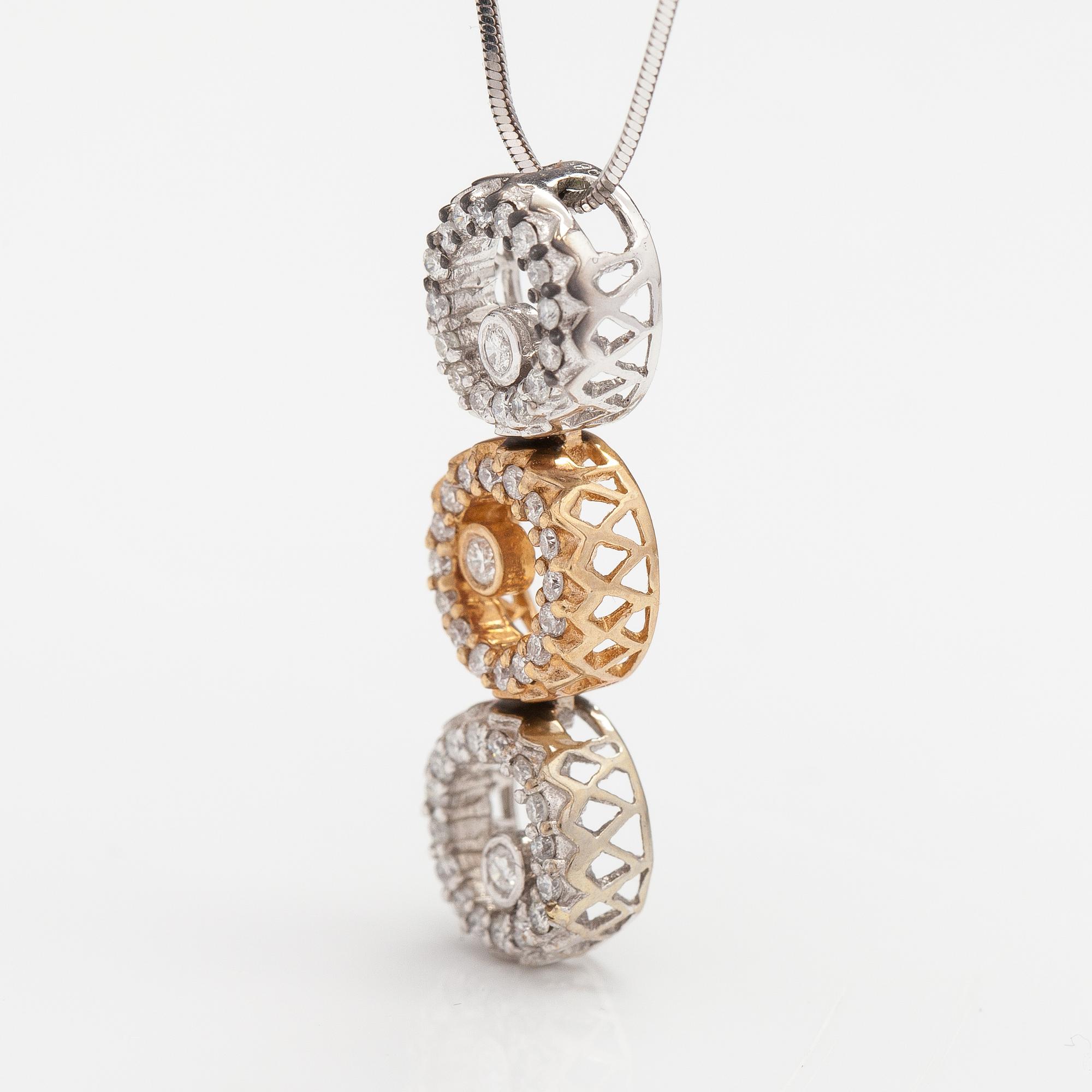 HALSBAND, 14K vit- och gultguld, diamanter ca 0.33 ct tot.