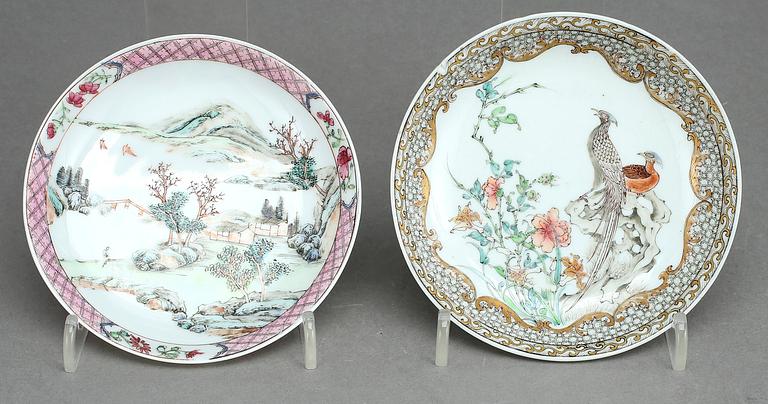 KOPPAR MED FAT, 2+2 st, porslin, Kina, 1700-tal.