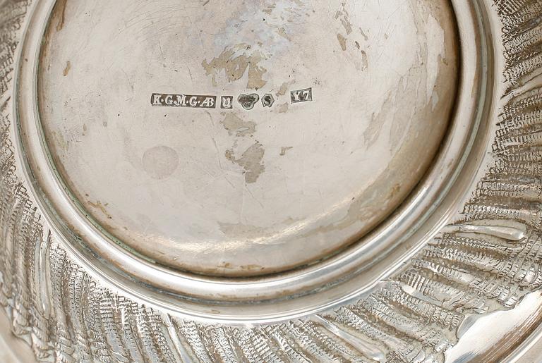PARTI SILVER, 4 delar, bland annat Lars Larson & Co, Göteborg, 1869. Total vikt ca 485g.