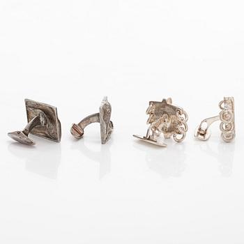 Manschettknappar, 4 par, silver, Finland och Sverige.